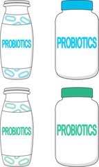 Template of small blank probiotics bottle. Packaging collection.