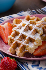 Waffles with berries, strawberries