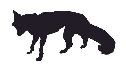 fox stands, silhouette, vector