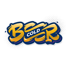 cold beer. Hand drawn lettering