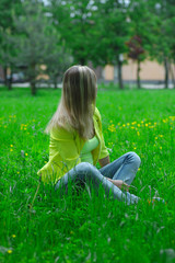 Fototapeta premium the girl on the grass