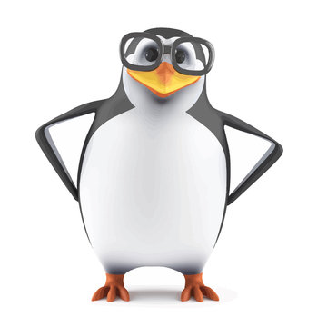Vector 3d Academic penguin with hands on hips