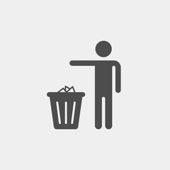 Trashcan flat vector icon. Garbage flat vector icon. Garbage container flat vector icon