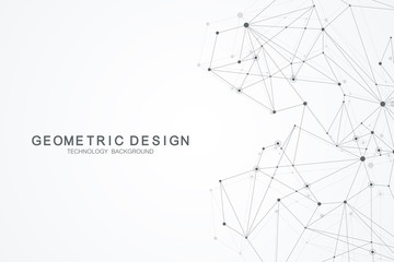 Abstract polygonal background with connected lines and dots. Minimalistic geometric pattern. Molecule structure and communication. Graphic plexus background. Science, medicine, technology concept.