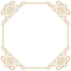 Golden vintage border frame engraving with retro ornament pattern in antique baroque style decorative design. Vector