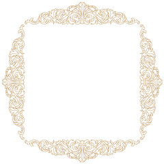 Golden vintage border frame engraving with retro ornament pattern in antique baroque style decorative design. Vector