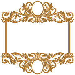 Golden vintage border frame engraving with retro ornament pattern in antique baroque style decorative design. Vector