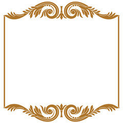 Golden vintage border frame engraving with retro ornament pattern in antique baroque style decorative design. Vector