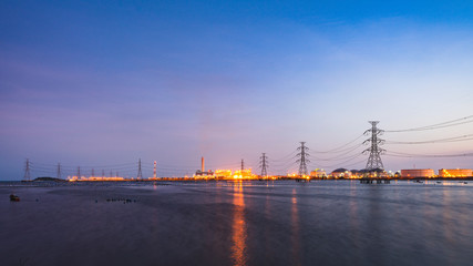 Fototapeta na wymiar Power Plant at twilight
