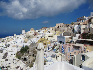 Santorini /   Greece - September 25 2015: amazing view from the island of Santorini. View from the top.    