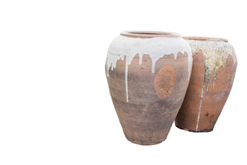 Ancient jar On a beautiful white background, suitable for design work.