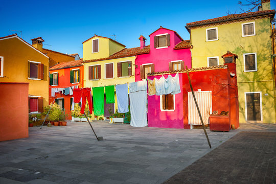 Fototapeta Colorful houses in Burano, Venice, Italy