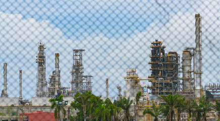 Mesh perimeter fence oil refinery ensuring safety