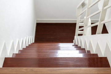 Obraz premium Hardwood stair steps, interior stairs material and home design