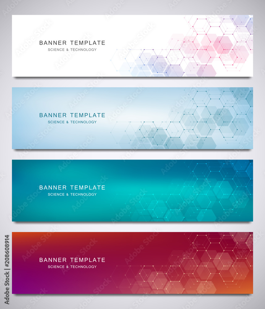 Canvas Prints science, medical and digital technology header or banners. geometric abstract background with hexago