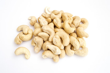 cashew nuts on white background