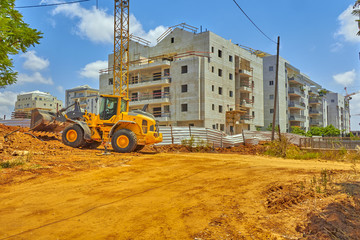 Construction of a residential area. - obrazy, fototapety, plakaty