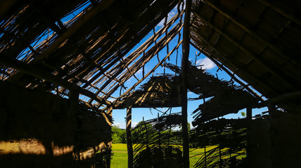 An inside view from an old house in an archeological ethnological park Sopot in Vinkovci, Croatia.