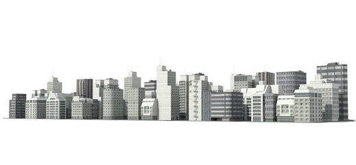 City and apartment buildings. 3d render.