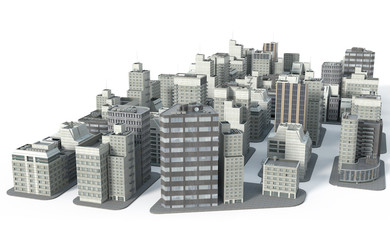 City and apartment buildings. 3d render.