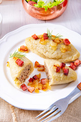 Delicious Cepelinai, a specialty Lithuanian and Polish cuisine.