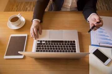 Business woman using laptop
