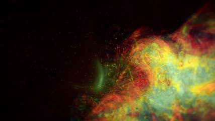 Bright artistic splashes. Abstract painting color texture. Modern futuristic pattern. Multicolor dynamic background. Fractal artwork for creative graphic design. Creative abstract background