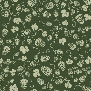 Beer Hops Ornamental Seamless Pattern. Beverage, Textile, Wallpaper Print. 