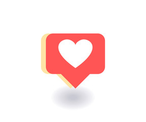 Heart, Like icon, vector symbol in flat style isolated on red background. Social media illustration.