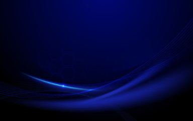 Abstract blue wavy with light curved lines. Technology concept background background