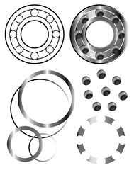 Ballbearing Set and bearing parts in black and white colors