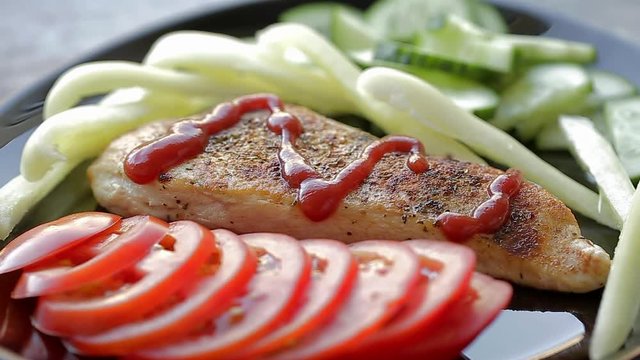 preparing chicken steak