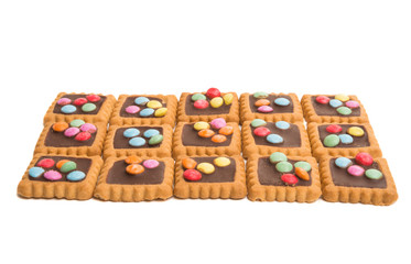 chocolate cookies with colored drops
