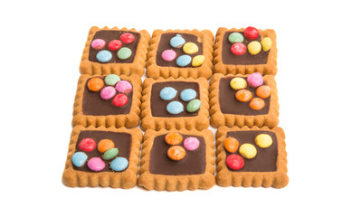 chocolate cookies with colored drops