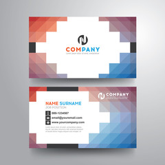 Modern business card with geometric colorful pixel