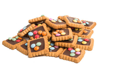 chocolate cookies with colored drops