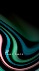 Fluid rainbow colors on black background, vector wave lines and swirls