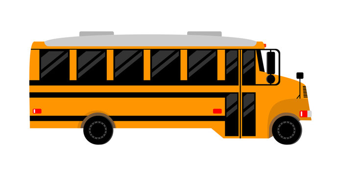 school bus with darkened Windows, side view.isolated image