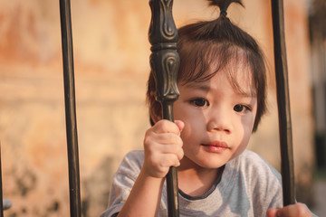 close up Portrait Little Asian Boy.