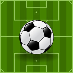 Fototapeta na wymiar Soccer ball on soccer field background-Vector Illustration.