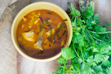Red pork curry (Panang) with vegetable