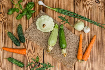 The ripened vegetable marrows, zucchini and bush pumpkins are prepared as ingredients for preparation of healthy food. It can be used as a background