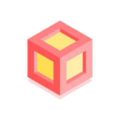 Abstract cubic icon. Isometric illustration for covers design in flat 3D style. Vector geometric logo.