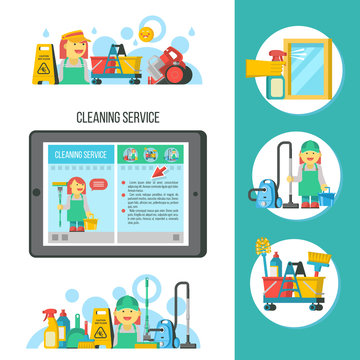 Cleaning service. Vector illustration.