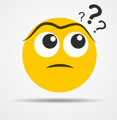 Isolated Questioning emoticon in a flat design - obrazy, fototapety, plakaty