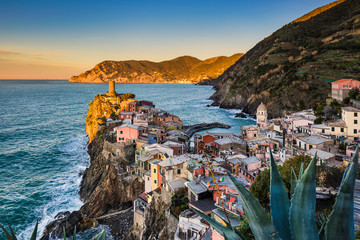 Vernazza during sunrise in Cinque Terre, Italy