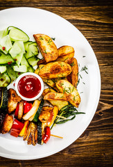 Kebab - grilled meat and vegetables
