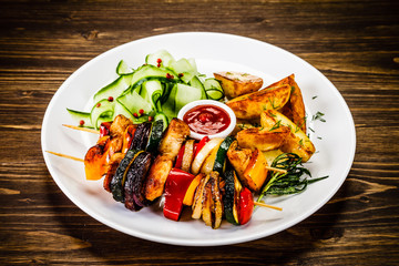 Kebab - grilled meat and vegetables