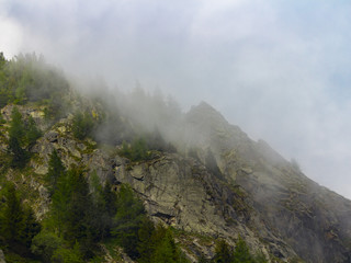 Awesome misty mountains view. I take this capture after many hour of walking. It was an apparentrly sunny day