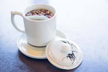 Herbal tea on the table